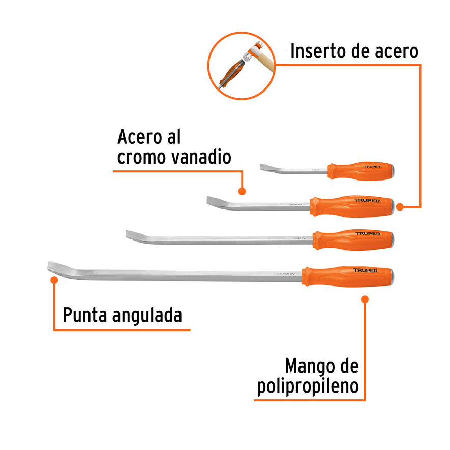 Juego con 4 barras de palanca, Truper, 101047