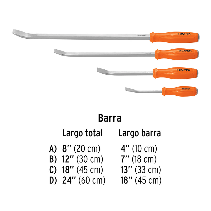 Juego con 4 barras de palanca, Truper, 101047