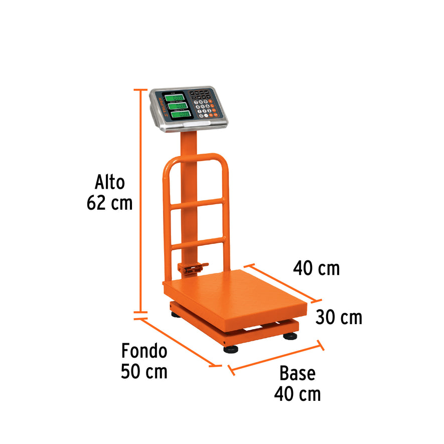 Báscula electrónica de plataforma, plegable, 100 kg, Truper, 15729