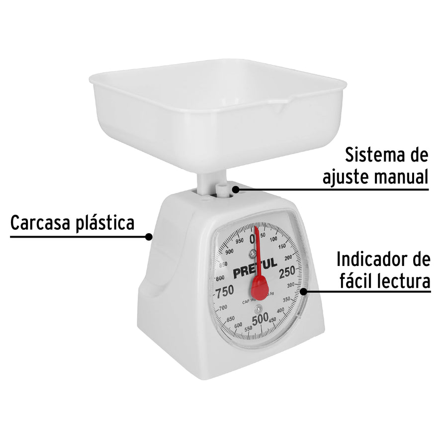 Báscula mecánica para cocina 1 Kg, Pretul Caja con 2, 29970