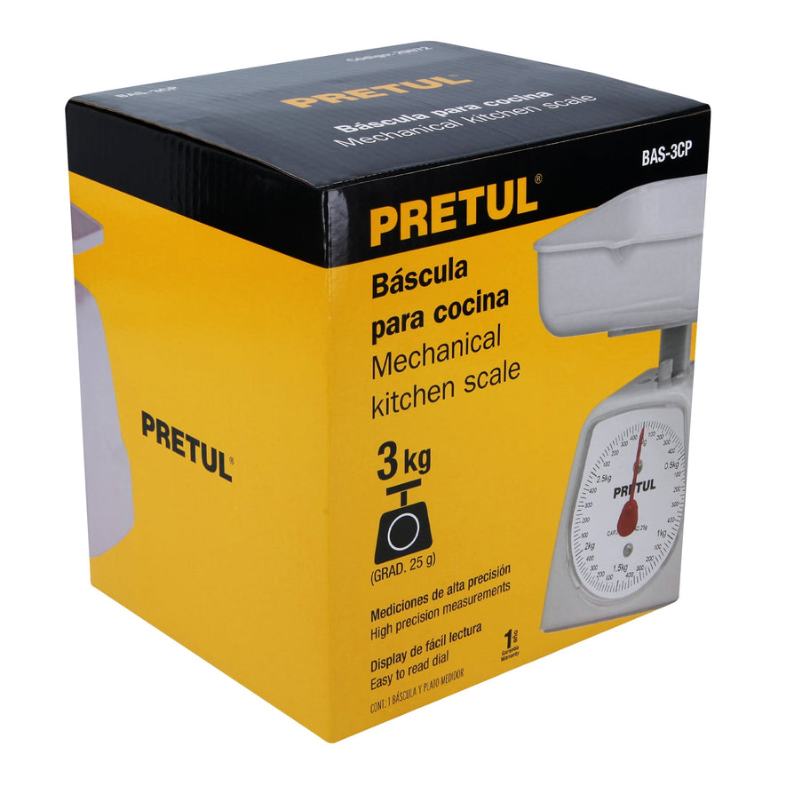 Báscula mecánica para cocina 3 Kg, Pretul Caja con 2, 29972