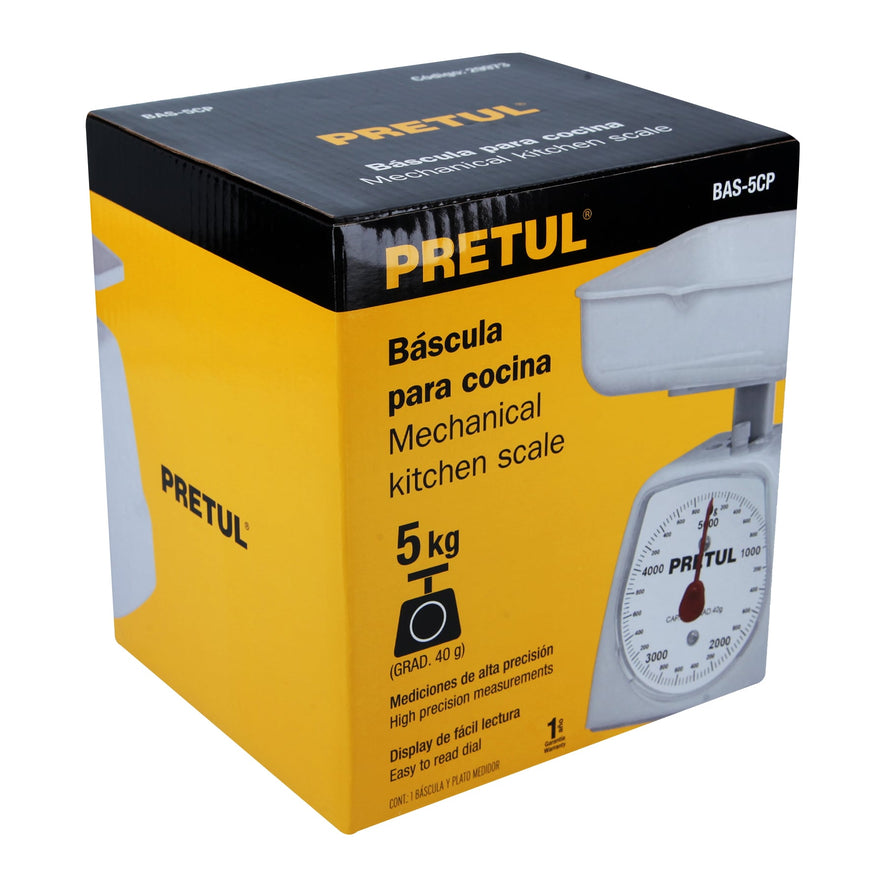 Báscula mecánica para cocina 5 Kg, Pretul Caja con 2, 29973