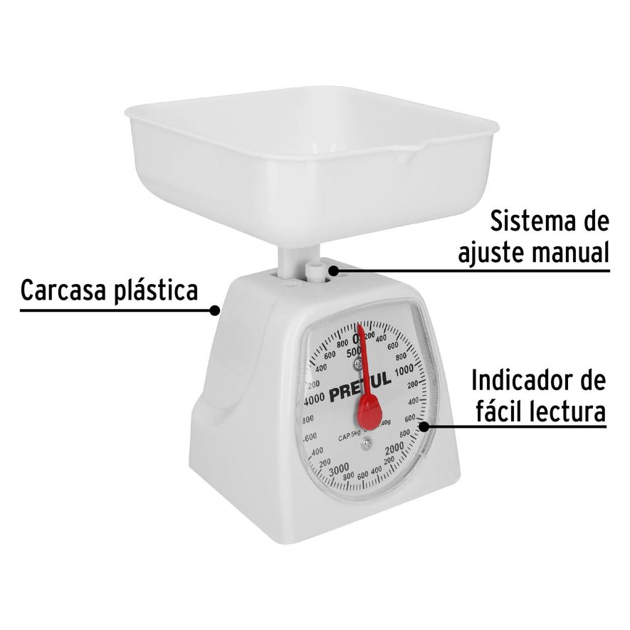 Báscula mecánica para cocina 5 Kg, Pretul Caja con 2, 29973
