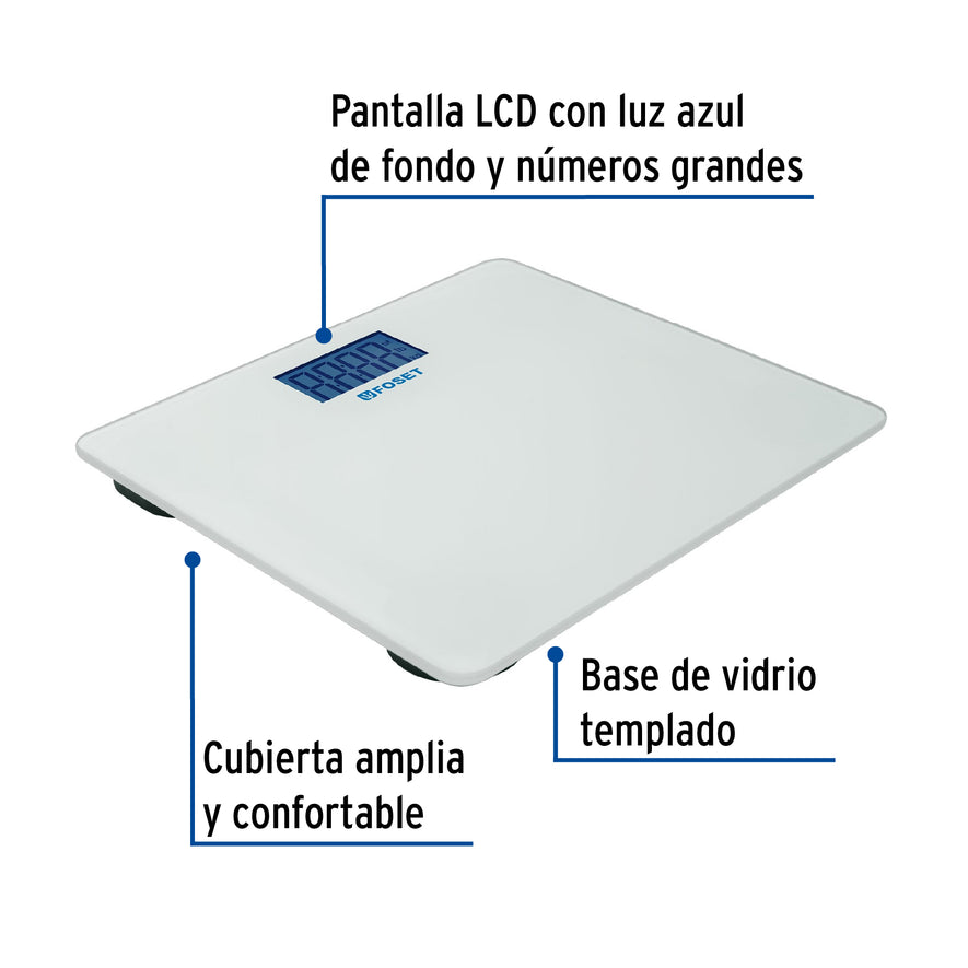 Báscula digital para baño, hasta 180 kg, Foset, 49910