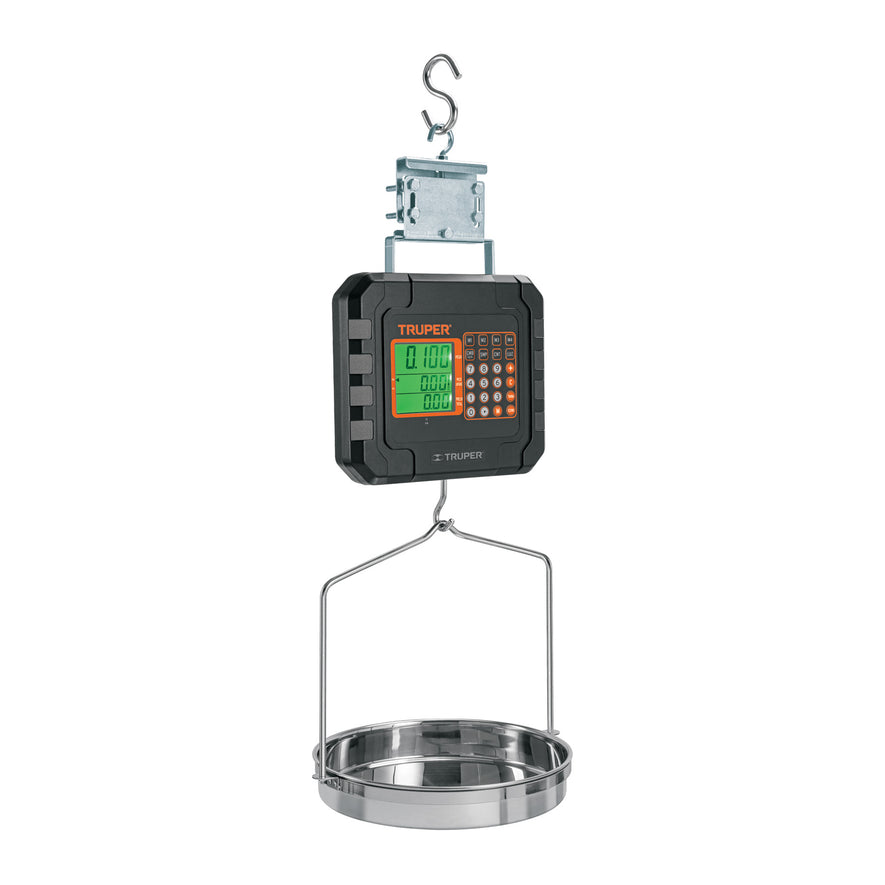 Báscula electrónica colgante, recargable, c/charola, 40 kg, 102898
