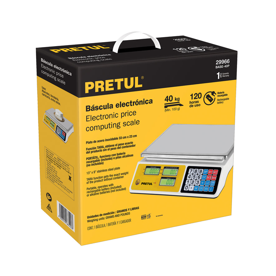 Báscula electrónica multifunciones 40 kg, Pretul, 29966