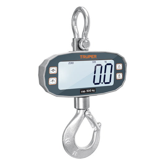 Báscula electrónica colgante, recargable, 500 kg, Truper, 102543