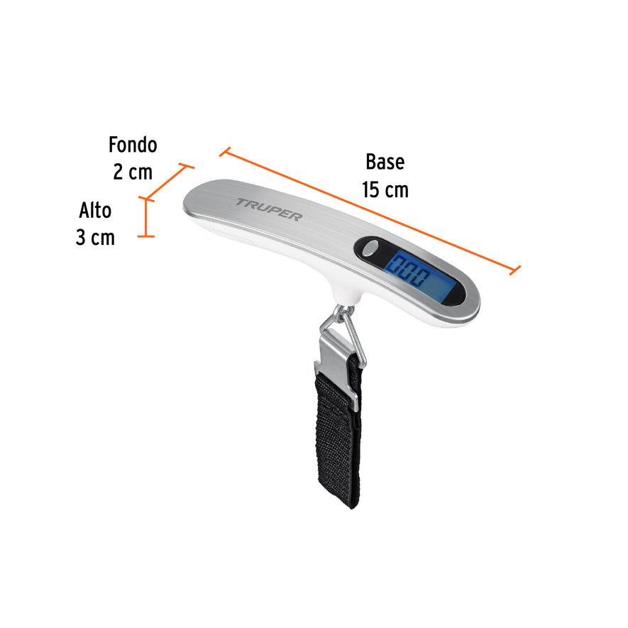 Báscula electrónica para equipaje, de pilas, 50 kg, Truper Caja con 3, 100787