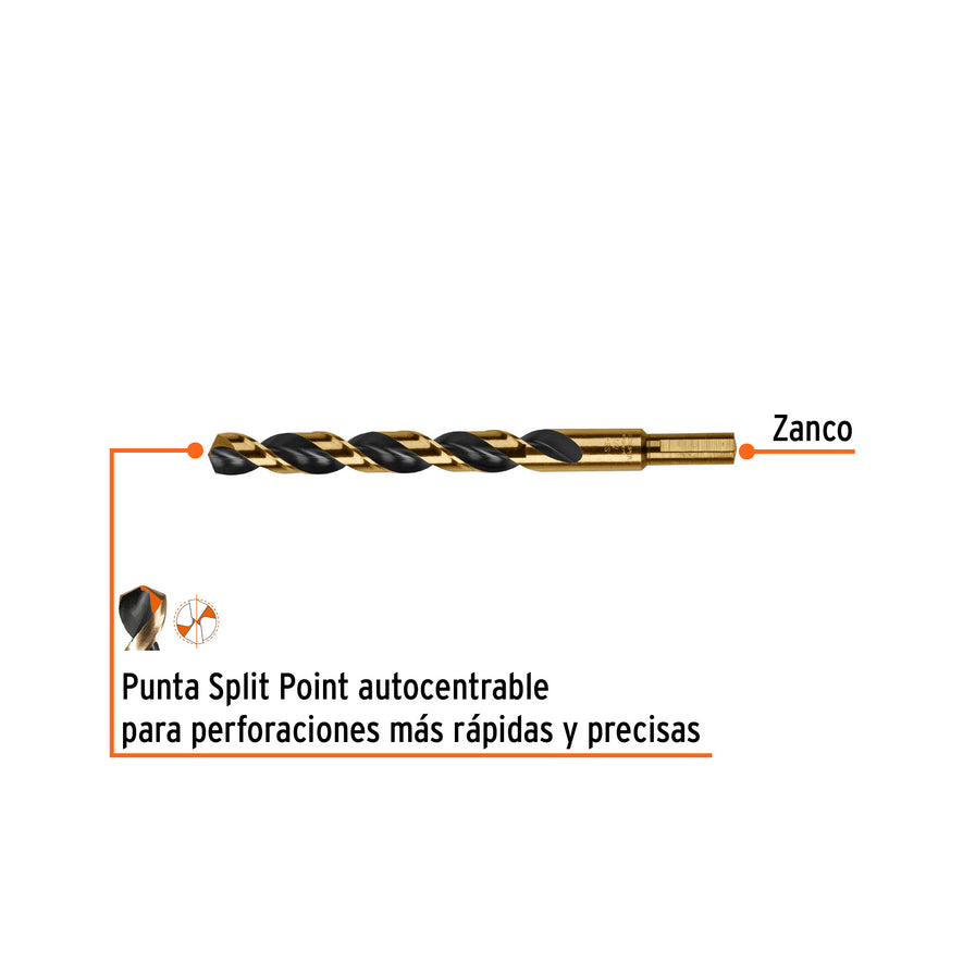 Broca HSS 1/2' Trugold para metal, Truper Expert Caja con 5, 11166