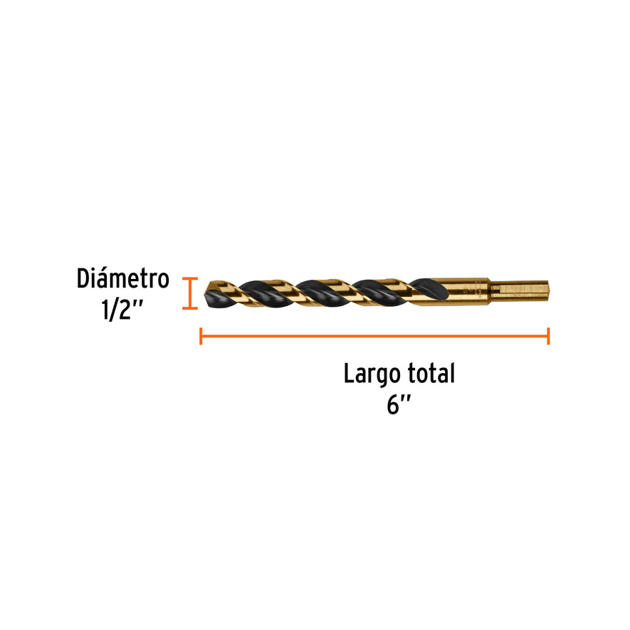 Broca HSS 1/2' Trugold para metal, Truper Expert Caja con 5, 11166