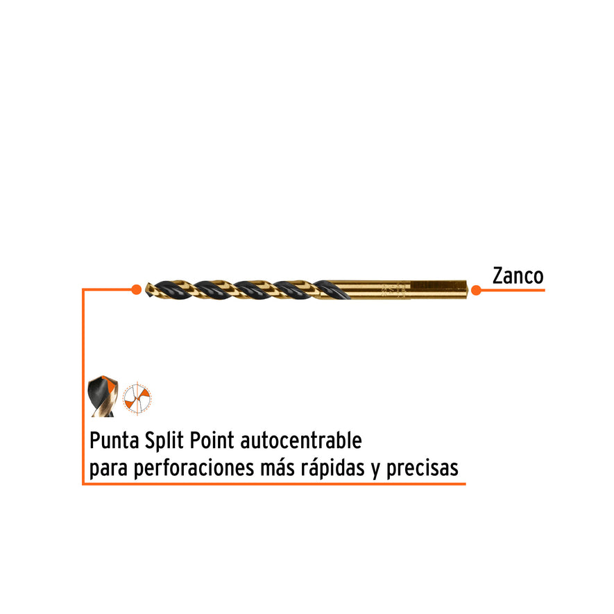 Broca HSS 1/4' Trugold para metal en blíster, Expert Caja con 5, 12746