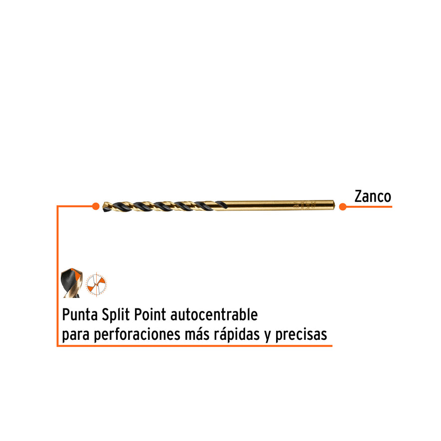 Broca HSS 1/8' Trugold para metal en blíster, Expert Caja con 10, 12740