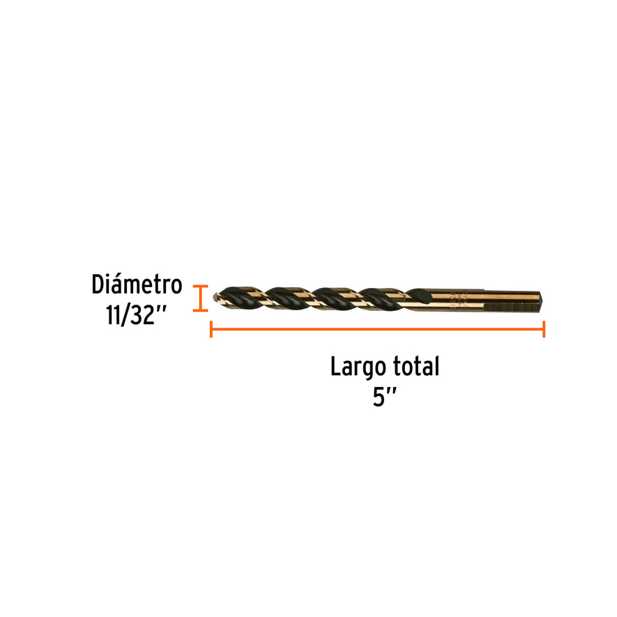 Broca HSS 11/32' Trugold para metal, Truper Expert Caja con 5, 11146