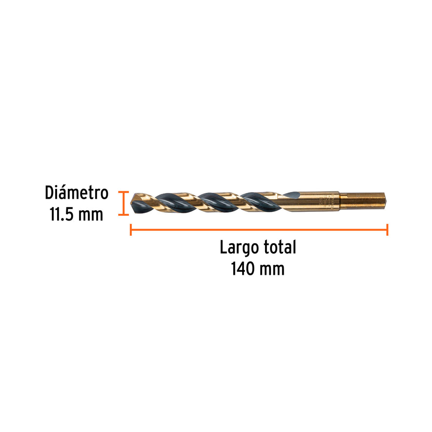 Broca HSS 11.5 mm Trugold para metal, Truper Expert Caja con 5, 14331