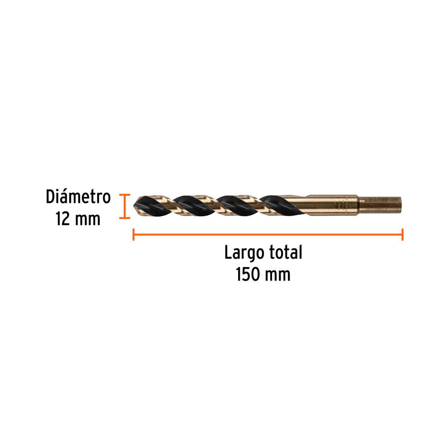 Broca HSS 12.0 mm Trugold para metal, Truper Expert Caja con 5, 14333
