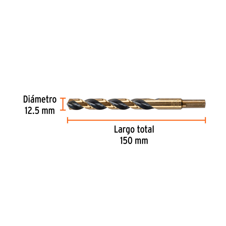 Broca HSS 12.5 mm Trugold para metal, Truper Expert Caja con 5, 14335