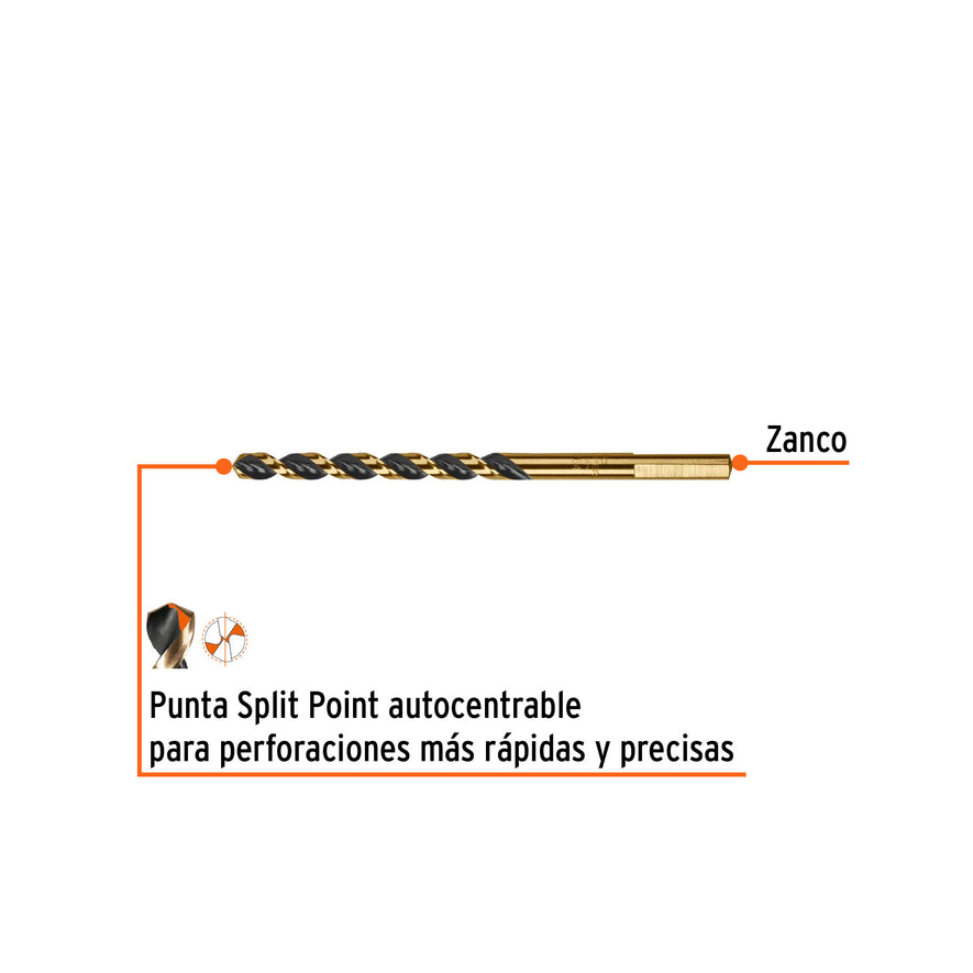 Broca HSS 15/64' Trugold para metal, Truper Expert Caja con 10, 11132