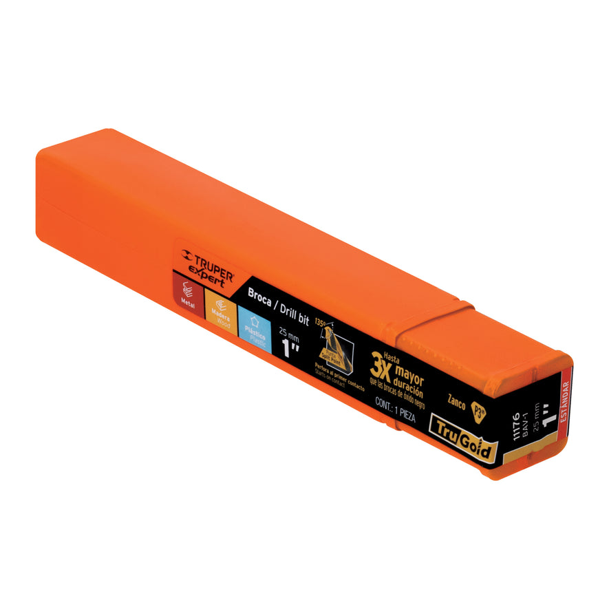 Broca HSS 1' Trugold para metal, Truper Expert, 11176
