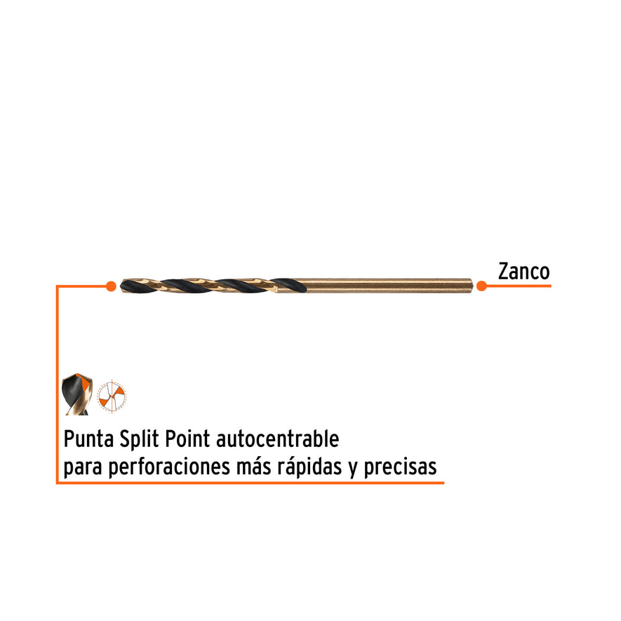 Broca HSS 2.5 mm Trugold para metal, Truper Expert Caja con 10, 14126