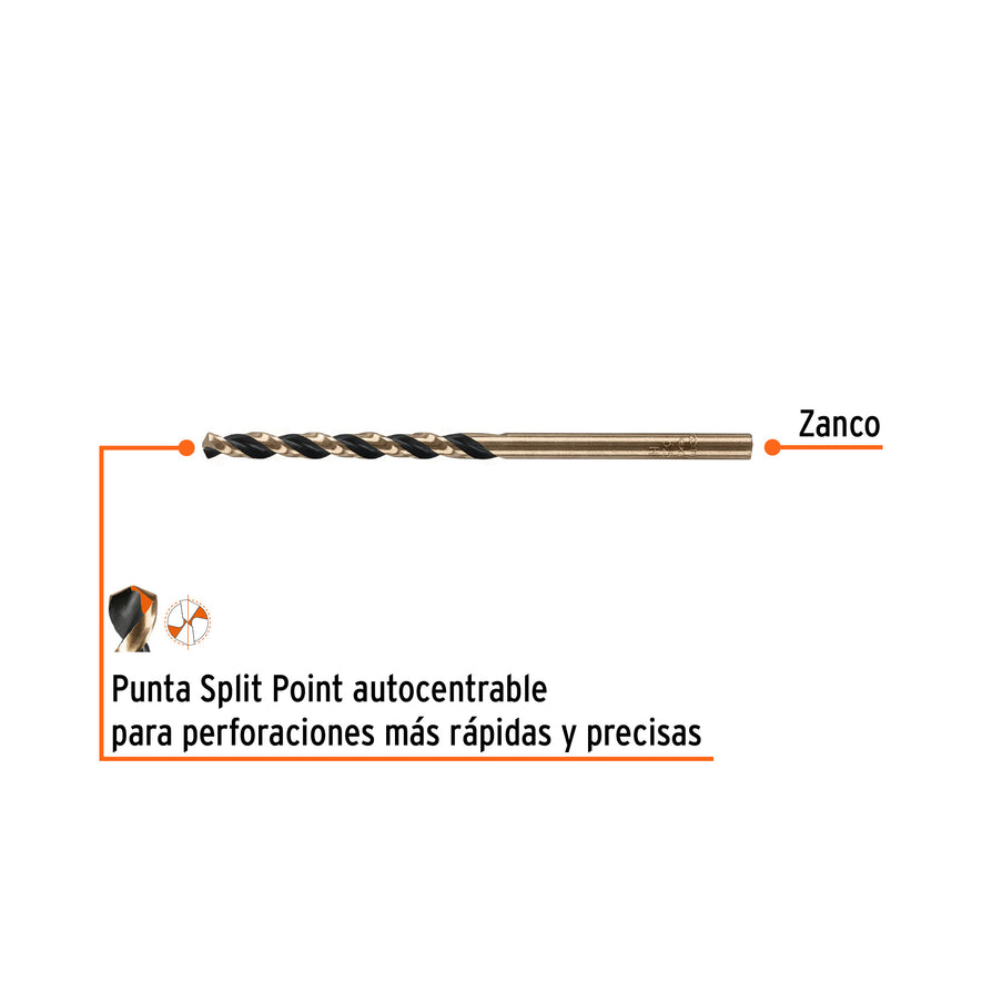 Broca HSS 3.5 mm Trugold para metal, Truper Expert Caja con 10, 14130