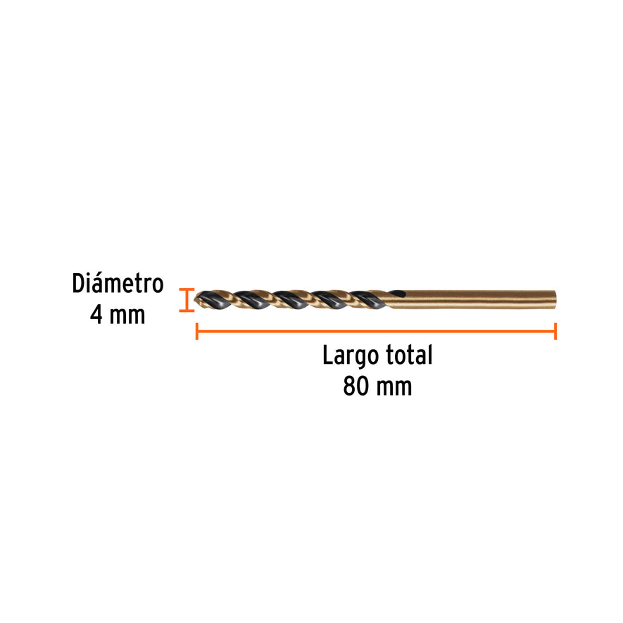 Broca HSS 4.0 mm Trugold para metal, Truper Expert Caja con 10, 14132