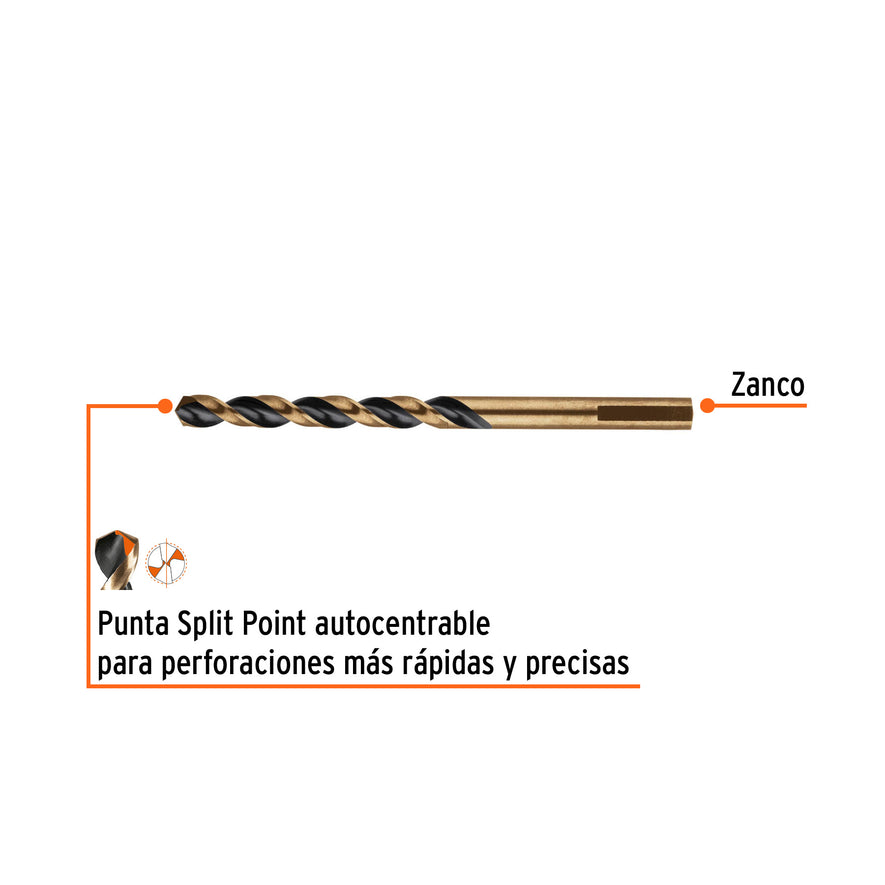Broca HSS 6.0 mm Trugold para metal, Truper Expert Caja con 10, 14150