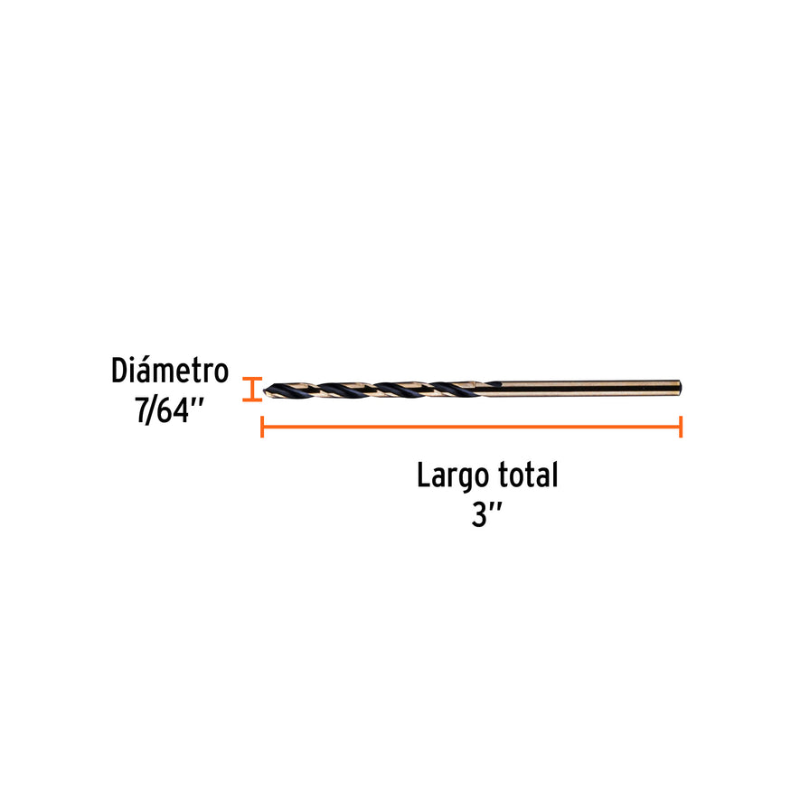 Broca HSS 7/64' Trugold para metal en blíster, Expert Caja con 10, 12739