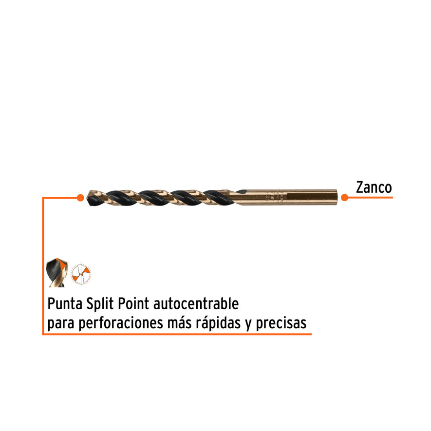 Broca HSS 7.0 mm Trugold para metal, Truper Expert Caja con 10, 14153