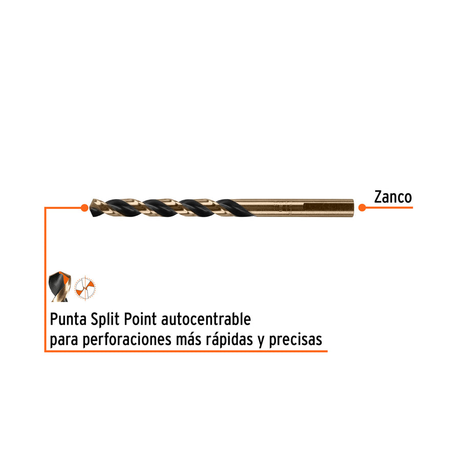 Broca HSS 7.5 mm Trugold para metal, Truper Expert Caja con 5, 14154