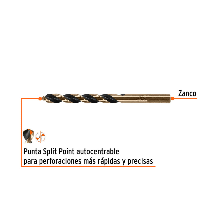Broca HSS 8.5 mm Trugold para metal, Truper Expert Caja con 5, 14179