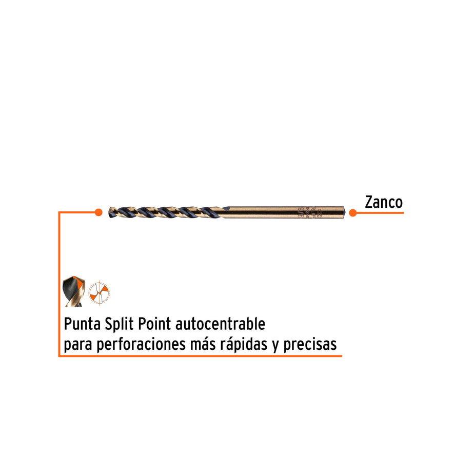 Broca HSS 9/64' Trugold para metal en blíster, Expert Caja con 10, 12741