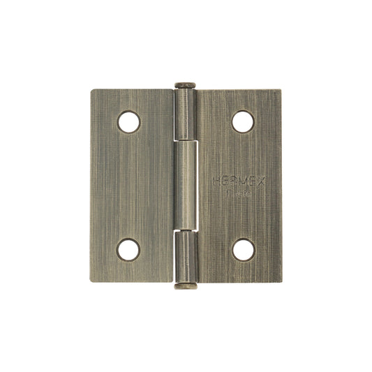 Bisagra cuadrada 2', latón antiguo, cabeza plana, Basic Caja con 20, 25101