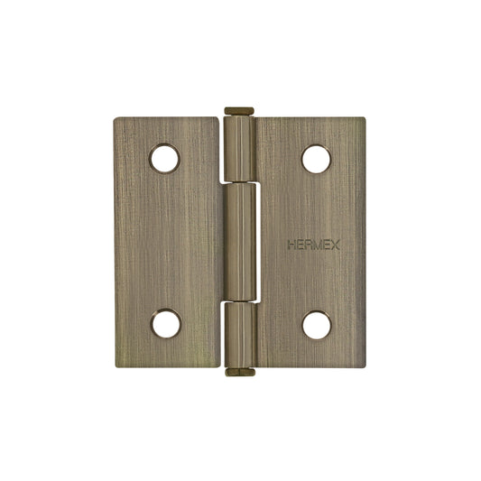 Bisagra cuadrada 2', latón antiguo, cabeza plana, Hermex Caja con 10, 43249