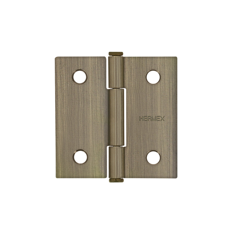 Bisagra cuadrada 2', latón antiguo, cabeza plana, Hermex Caja con 10, 43249