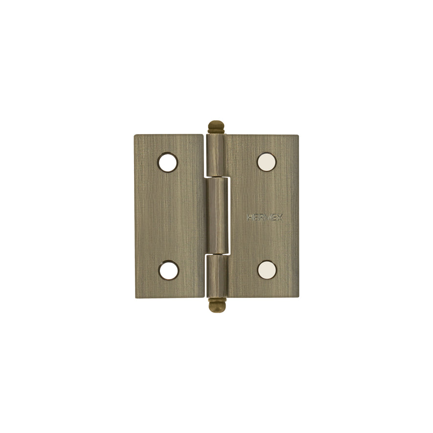 Bisagra cuadrada 2', latón antiguo, cabeza redonda, Hermex Caja con 10, 43244