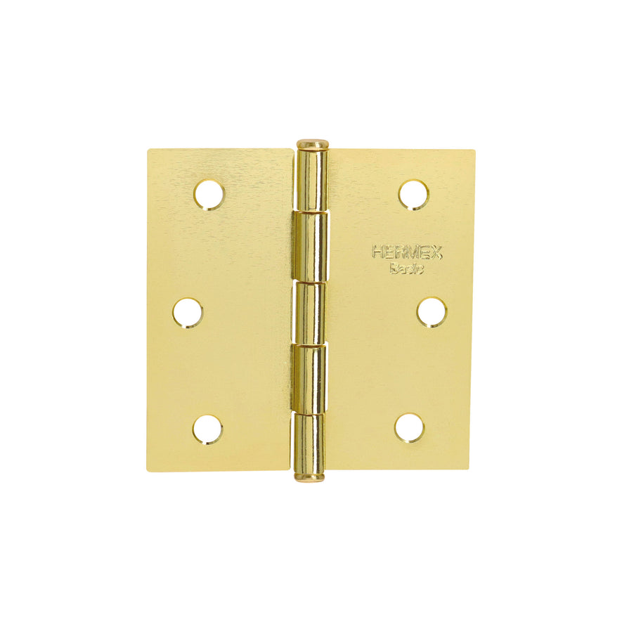 Bisagra cuadrada 2-1/2',latonado, cabeza plana, Hermex Basic Caja con 20, 25109