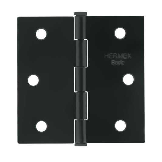 Bisagra cuadrada 2-1/2', negro mate, cabeza plana, Basic Caja con 20, 27133