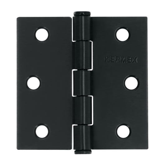Bisagra cuadrada 2 1/2', negro mate, cabeza plana, Hermex Caja con 10, 46707