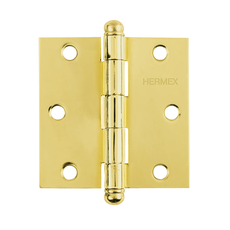 Bisagra cuadrada 3', latonado, cabeza redonda, Hermex Caja con 20, 43232