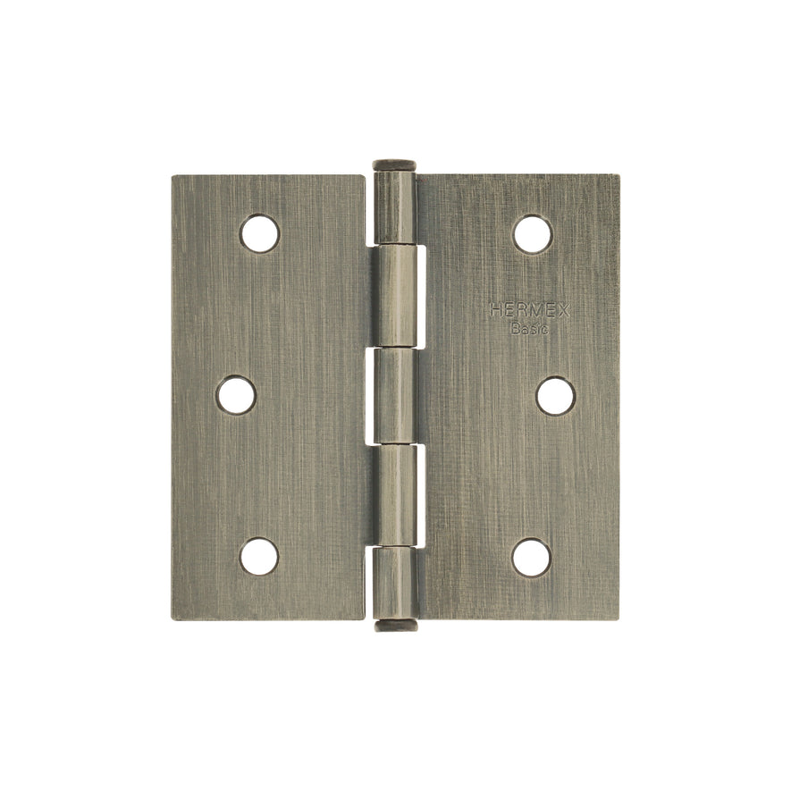 Bisagra cuadrada 3', latón antiguo, cabeza plana, Basic Caja con 20, 25103