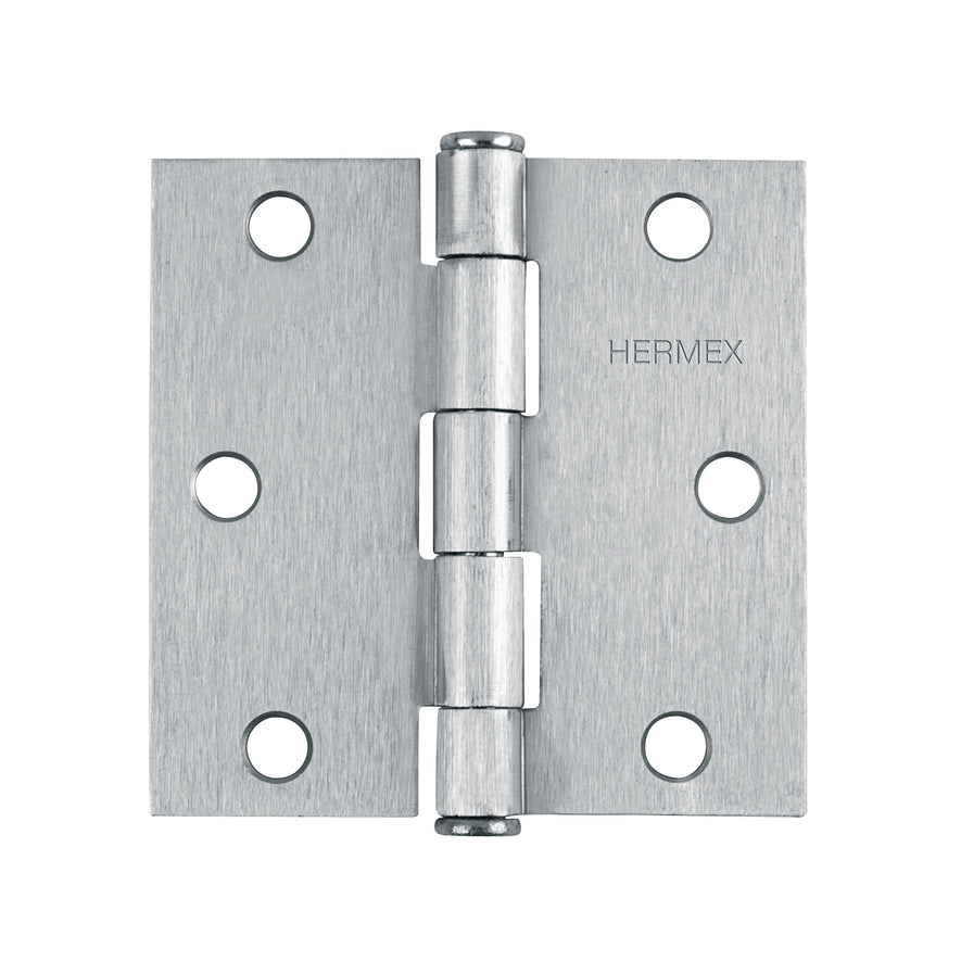 Bisagra cuadrada 3', satinado, cabeza plana, Hermex Caja con 20, 43261