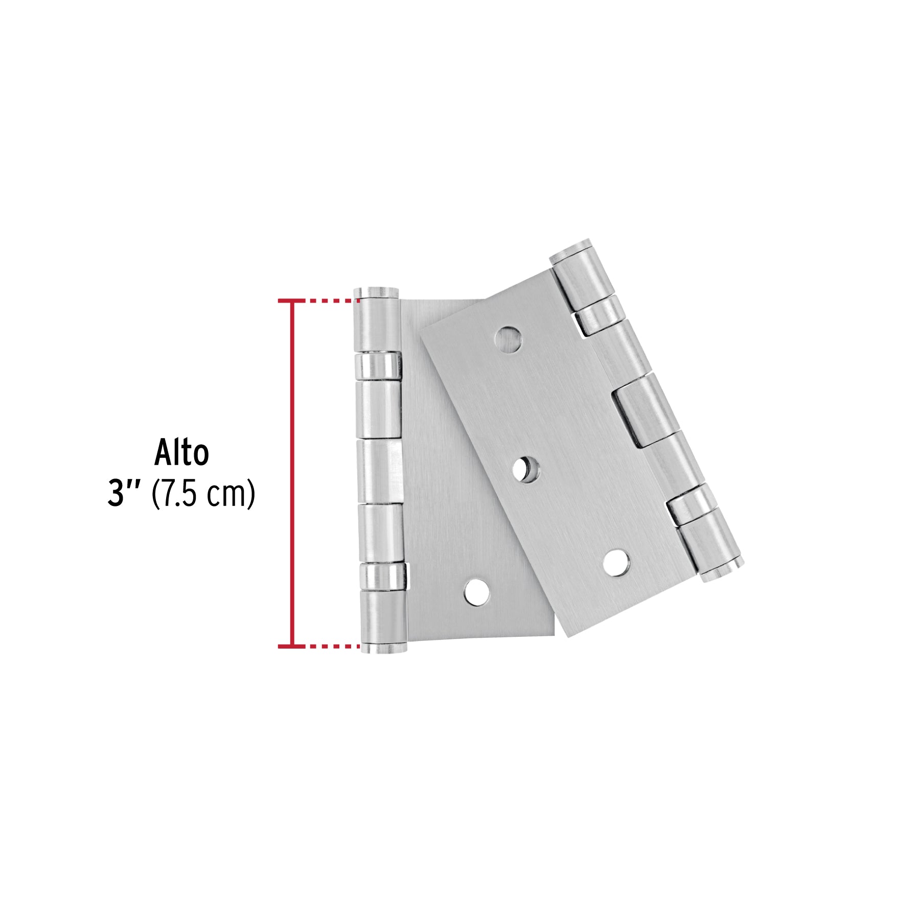 Bolsa c/2 bisagras cuadradas de 3' acero inox, plana Caja con 6, 49738
