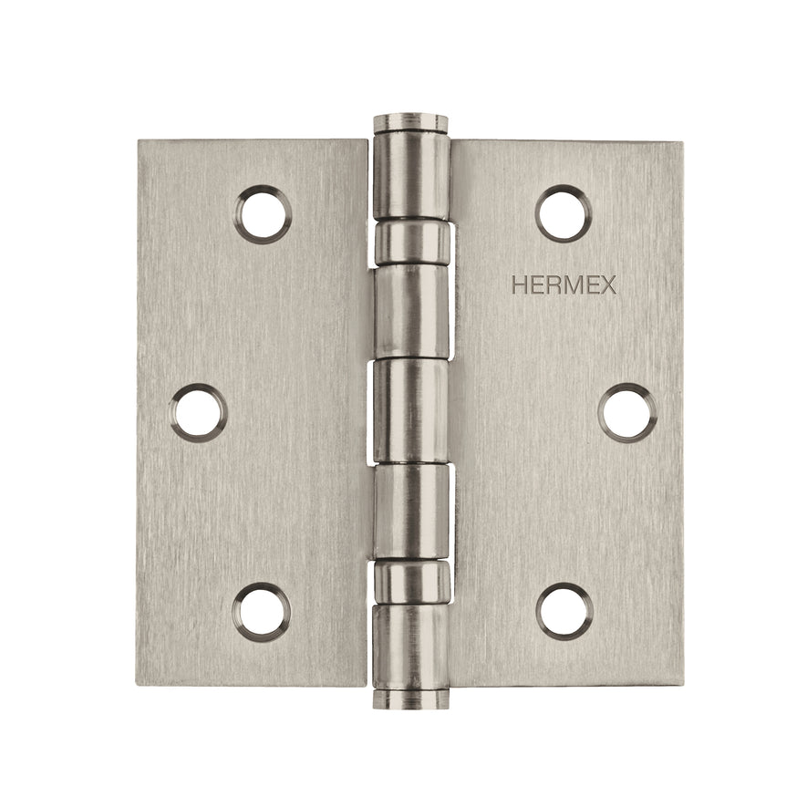 Bisagra cuadrada 3' acero inox, cabeza plana, Hermex Caja con 10, 43227