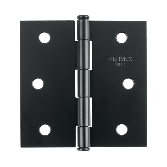 Bisagra cuadrada 3', negro mate, cabeza plana, Basic Caja con 20, 27134