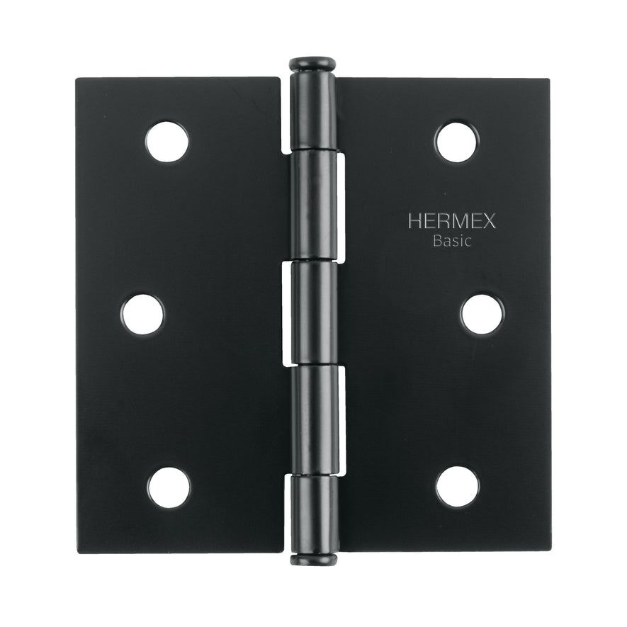 Bisagra cuadrada 3', negro mate, cabeza plana, Basic Caja con 20, 27134