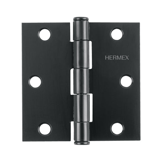 Bisagra cuadrada 3', negro mate, cabeza plana, Hermex Caja con 10, 46918