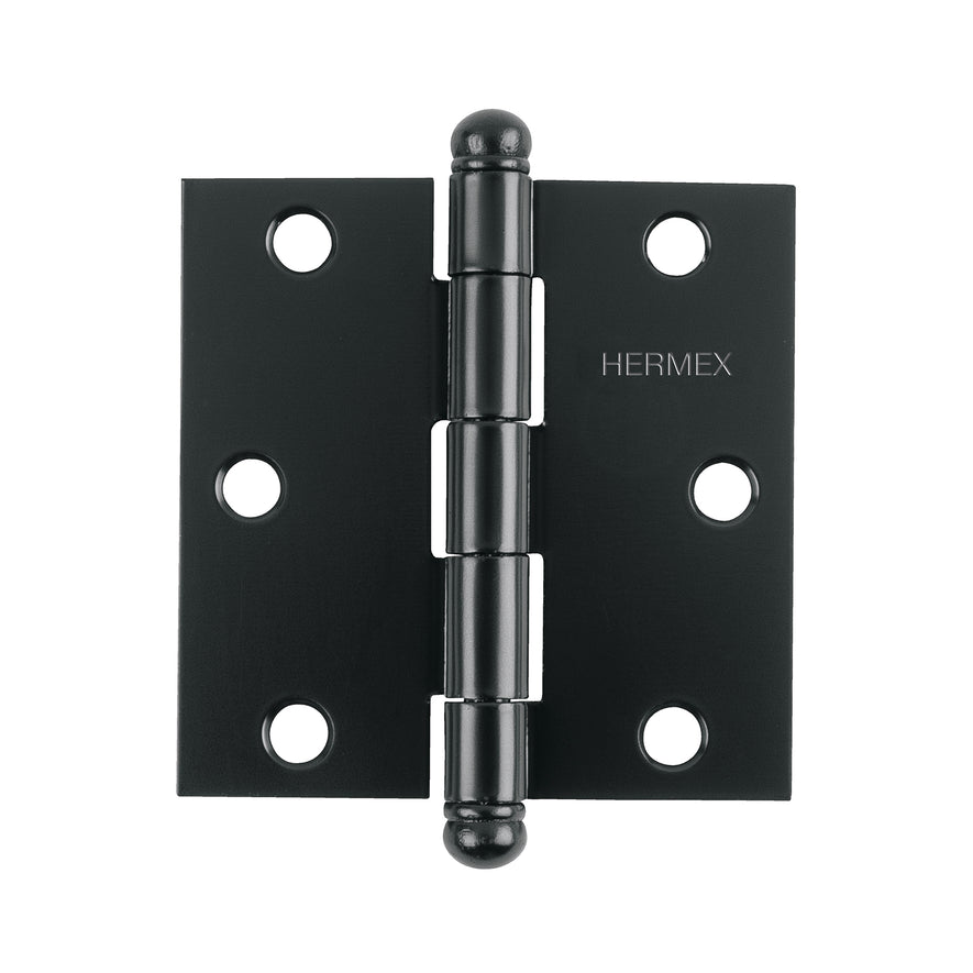 Bisagra cuadrada 3', negro mate, cabeza redonda, Hermex Caja con 10, 46919