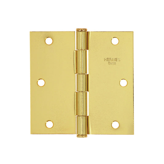 Bisagra cuadrada 3-1/2',latonado, cabeza plana, Hermex Basic Caja con 10, 23685