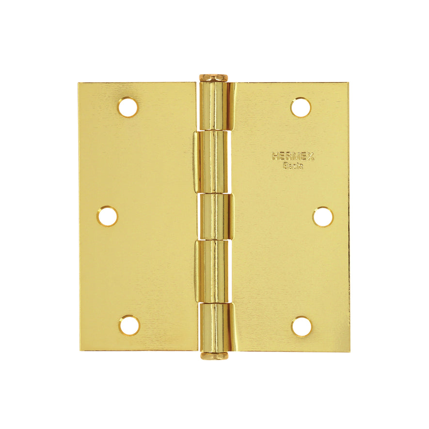 Bisagra cuadrada 3-1/2',latonado, cabeza plana, Hermex Basic Caja con 10, 23685