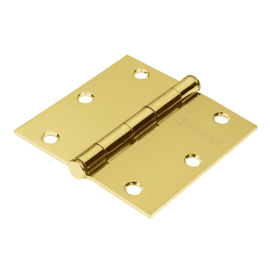 Bisagra cuadrada 3-1/2', latonado, cabeza plana, Hermex Caja con 10, 43238